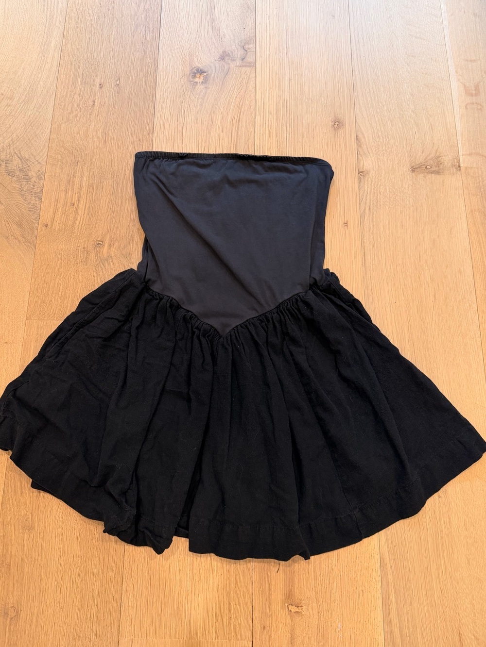 Free People Strapless Mini Dress Black Ruffle Skirt Medium